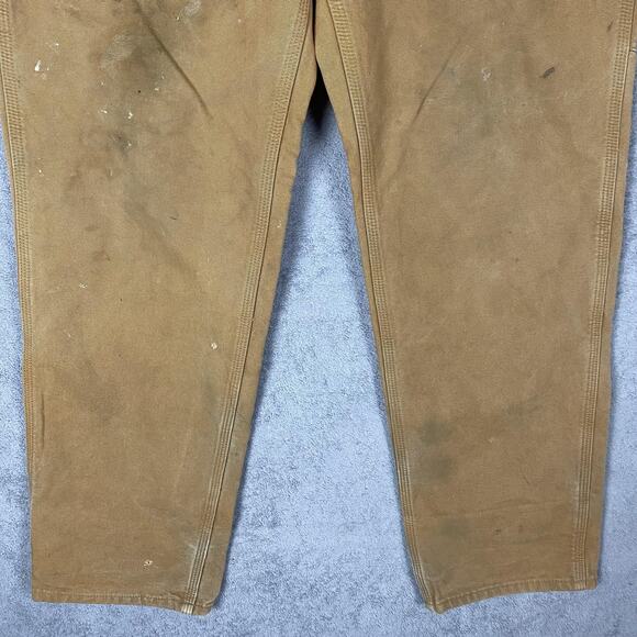 Carhartt Pants Mens 34x33 Flannel Lined Workwear Double Knee Distressed READ - Picture 3 of 14